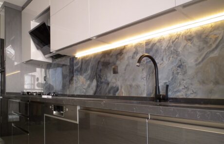 High Gloss İnox Mutfak Dolabı High Gloss Kulpsuz Mutfak Dolabı Ankara