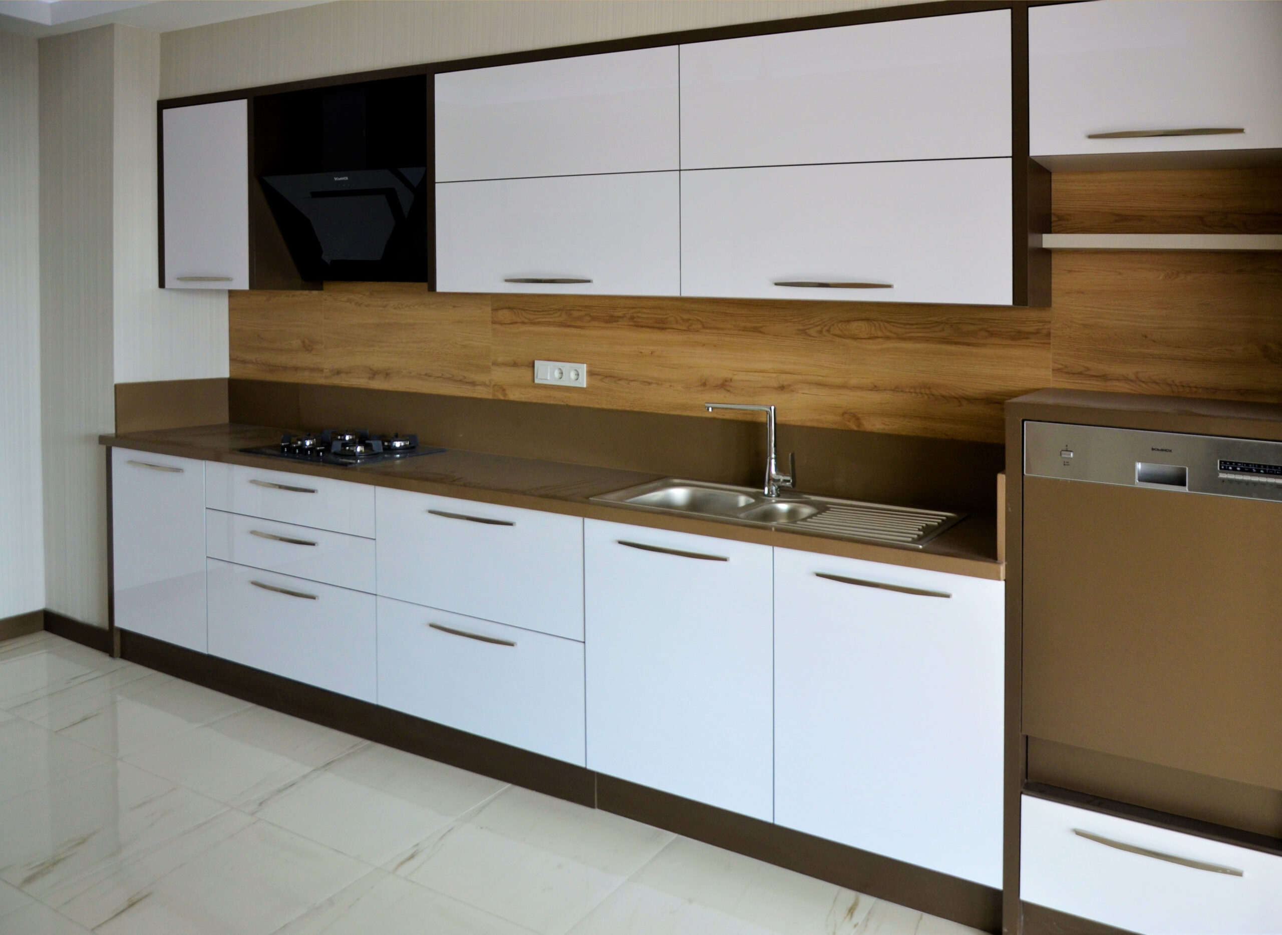 High Gloss Kapaklı Çimstone Tezgahlı Mutfak Dolabı Ankara High Gloss Kapaklı Çimstone Tezgahlı Mutfak Dolabı Ankara